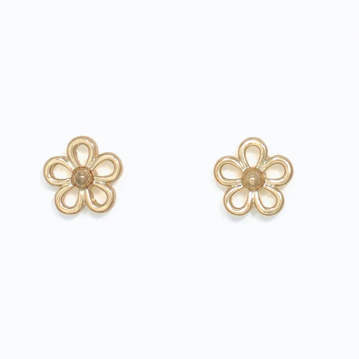 These Periwinkle Delicate Open Gold Flower Earrings features an airy open-flower design with elegant gold-tone detailing.