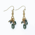 Periwinkle faceted rich green bead cluster earrings featuring multiple beads in an elegant clustered design