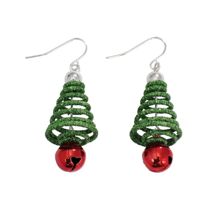 Periwinkle Glitter Trees with red jingle bells, featuring a sparkling holiday design for festive Christmas decorating.
