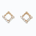 These Periwinkle Gold Square with Crystal Earrings features a sleek square-inspired design accented with shimmering crystal details.