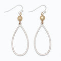 Periwinkle matte silver teardrop earrings with gold bead accents and a stylish two-tone design