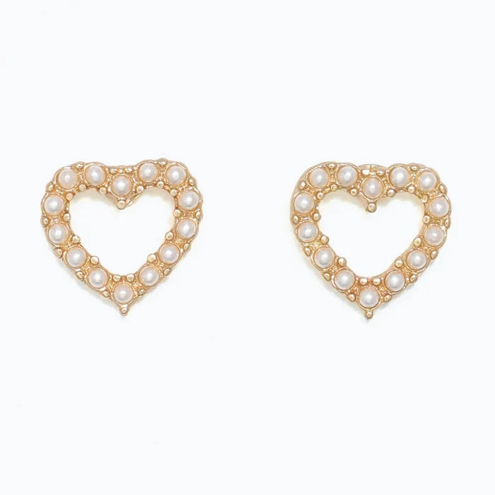 These Periwinkle Open Pearl Heart Earrings combine romantic charm with timeless elegance.