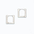 Periwinkle silver square huggie earrings with a sleek geometric design and polished finish
