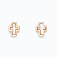 These Periwinkle White Cross Inlay with Gold Earrings make a stunning faith-inspired statement.
