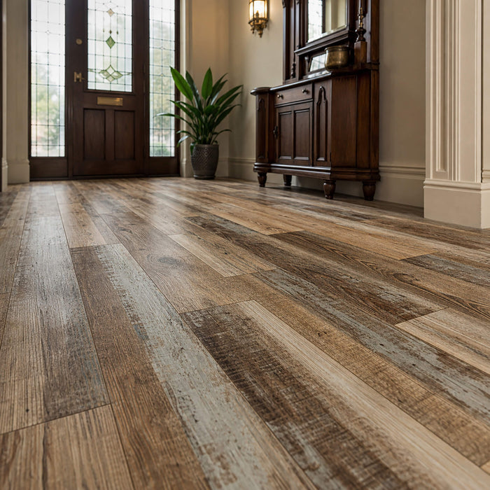 Reclaimed Oak Country laminate flooring in a home hallway setting.