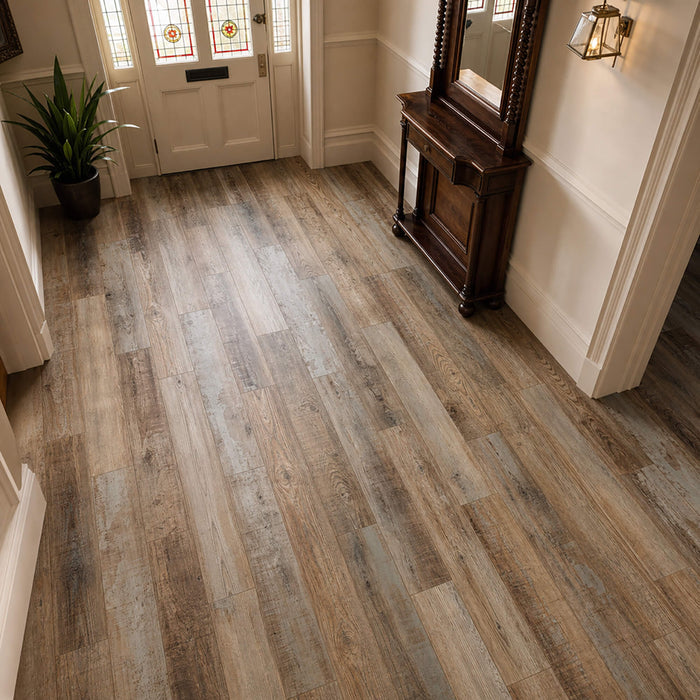 Reclaimed Oak Country laminate flooring in a hallway setting.