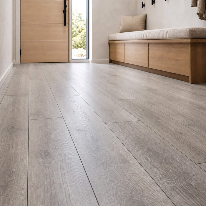 Rockford Oak laminate flooring in a modern hallway setting.
