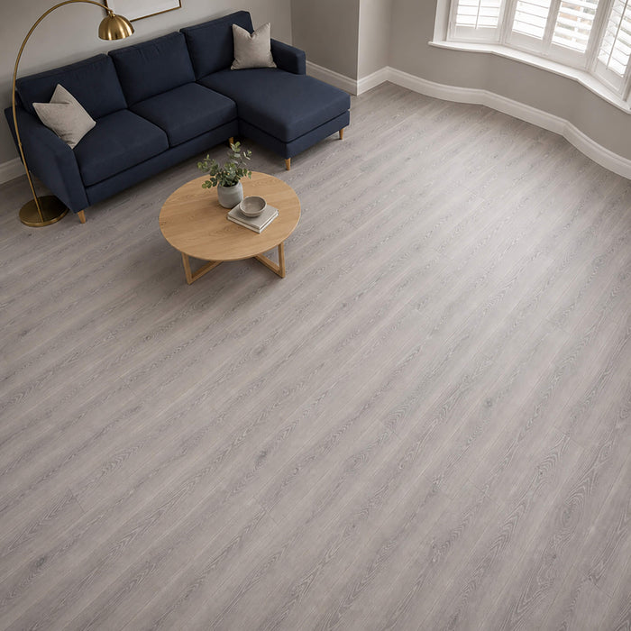 Sequoia Oak Country laminate flooring in a modern living room setting.