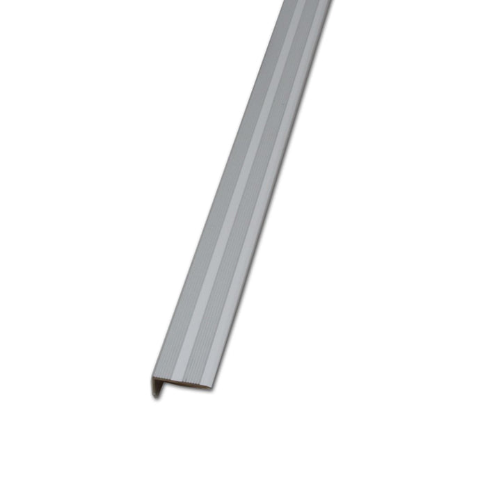 Silver metal square edge door bar on a white background