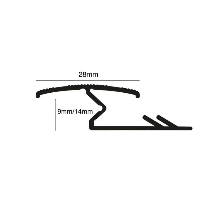 Metal Z carpet Door Bar Technical Drawing on a white background.