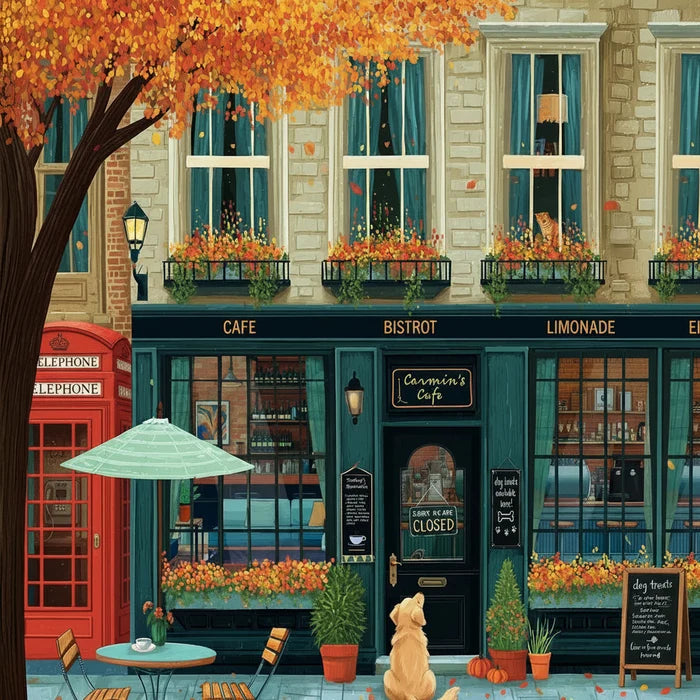 Springbok Carmins Café 500-piece jigsaw puzzle featuring a charming café scene