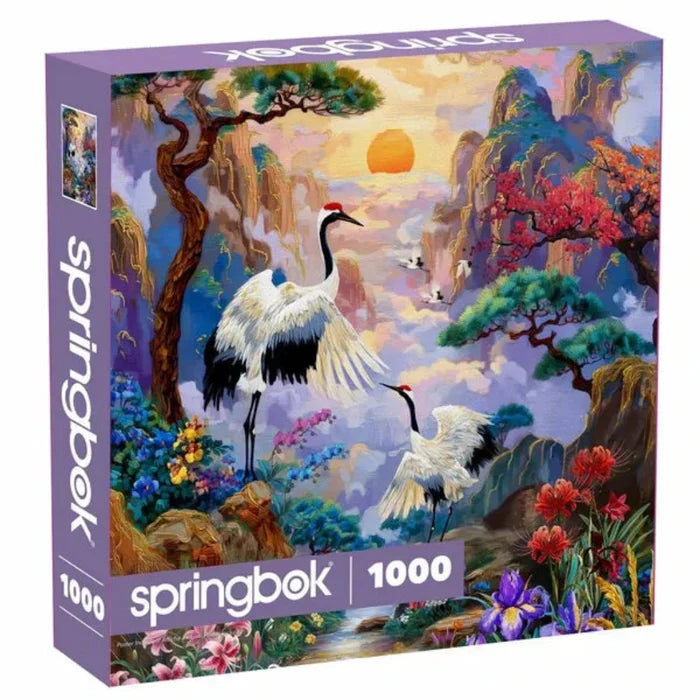 This Springbok Crane Creek 1000 Piece Jigsaw Puzzels captures a serene waterway scene with rich natural colors and stunning detail.