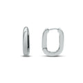 A pair of elegant silver plated hoop earrings displayed against a neutral background.