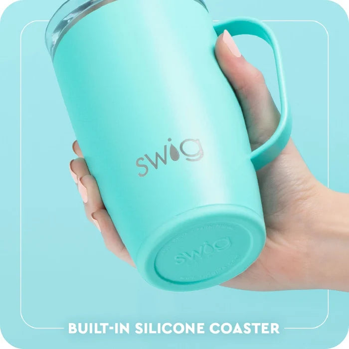 A blue mug with a cheerful lemon design, combining functionality with a fun aesthetic.