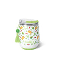 A white wine glass featuring a green lid and a green handle, elegantly designed for stylish sipping.