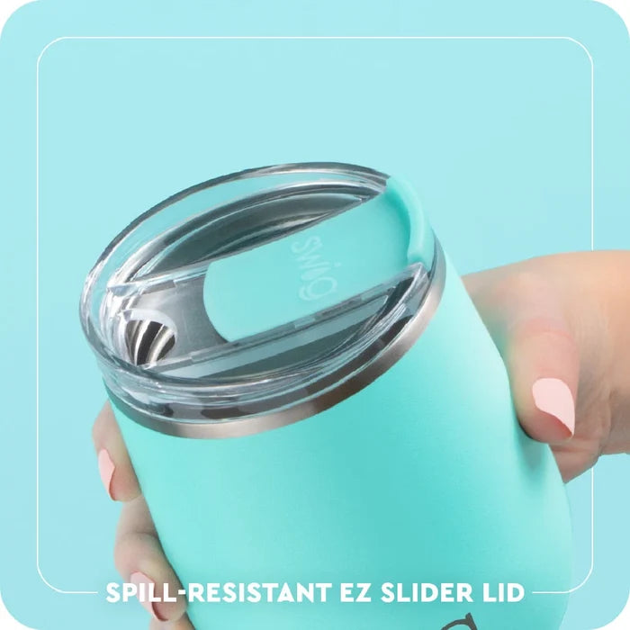 A white wine glass adorned with a green lid and handle, perfect for enhancing your beverage experience.
