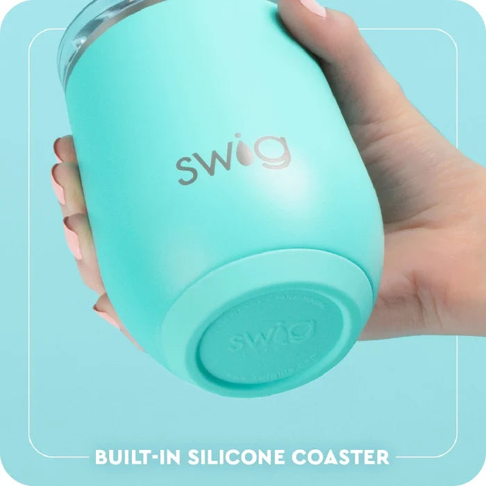 A white wine glass equipped with a green lid and handle, offering a unique and vibrant design.