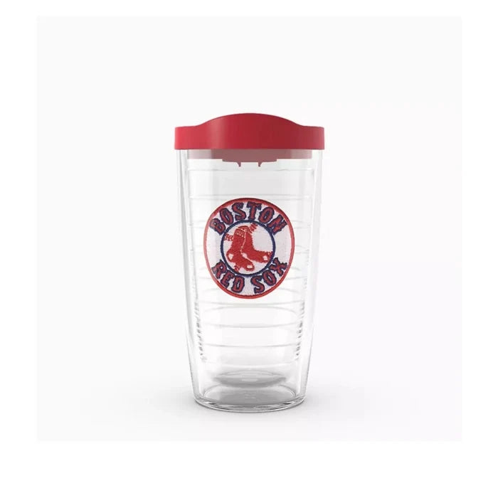 Boston Red Sox 24 oz tumbler featuring team logo and colors, perfect for fans to enjoy beverages on the go.
