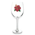 Hand-jeweled Hibiscus Wine Glass sparkling rhinestones in a Hibiscus design on a white background