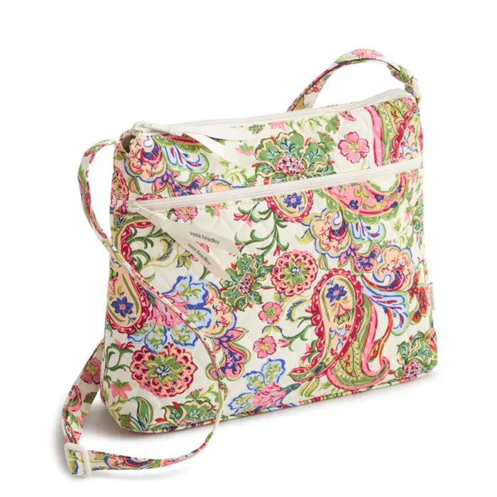Vera Bradley Original Zip Hipster Crossbody Bag in Vibrant Paisley with colorful floral paisley pattern and secure zip pockets.