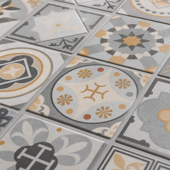 Close-up of decorative Victorianna Rigid LVT Flooring.