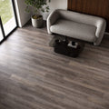Weathered Oak Rigid LVT flooring in a modern living room setting.