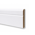 White Primed Chamfered Skirting board on a white background.