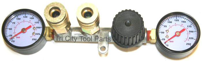 WL021100AV  Campbell Hausfeld  Air Compressor Manifold Assembly  With Gauges & Couplers