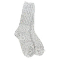 Pair of gray socks with speckles on a white background