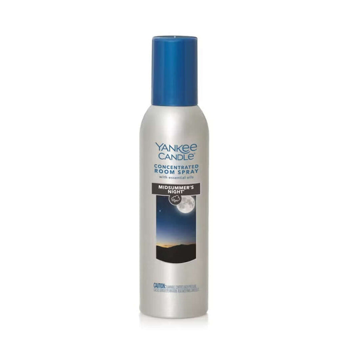 Yankee Candle room spray bottle labeled 'Midsummer's Night' on a white background