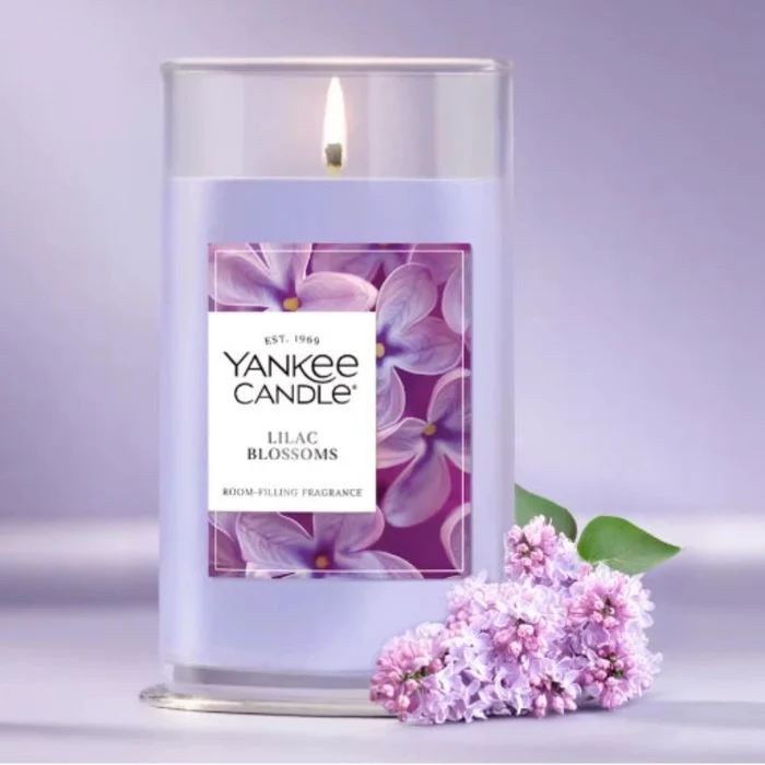 Yankee Candle Lilac Blossoms Scented Candle with Fresh Floral Fragrance for Home Ambiance